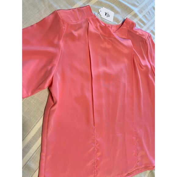 Worthington Barbie Pink Pleated Poly Blouse - Picture 4 of 8